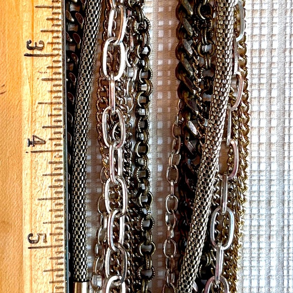 Mixed Metal Chain Layered Necklace & Cuff Set Apocalyptic Dystopian Grunge - Picture 14 of 16